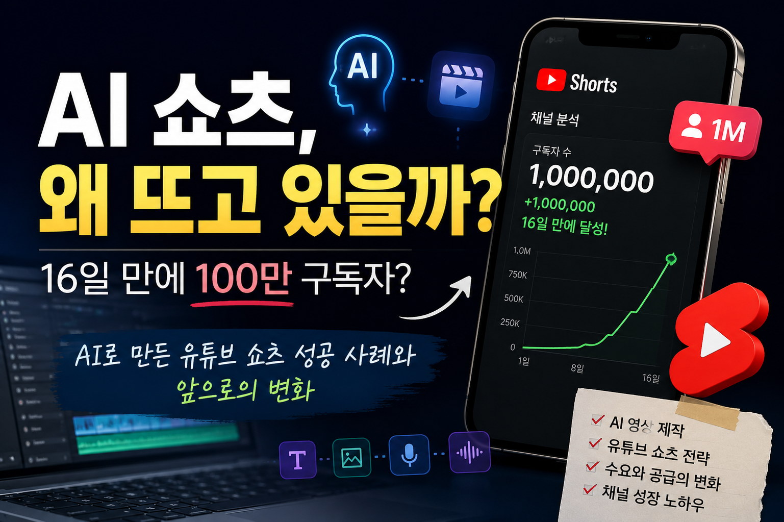 AI 유튜브 쇼츠 성장과 100만 구독자